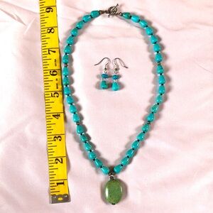 Turquoise Beaded Necklace and Earring Set
